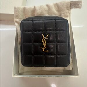 Yves Saint Laurent Quilted Black pouch with Gold Emblem